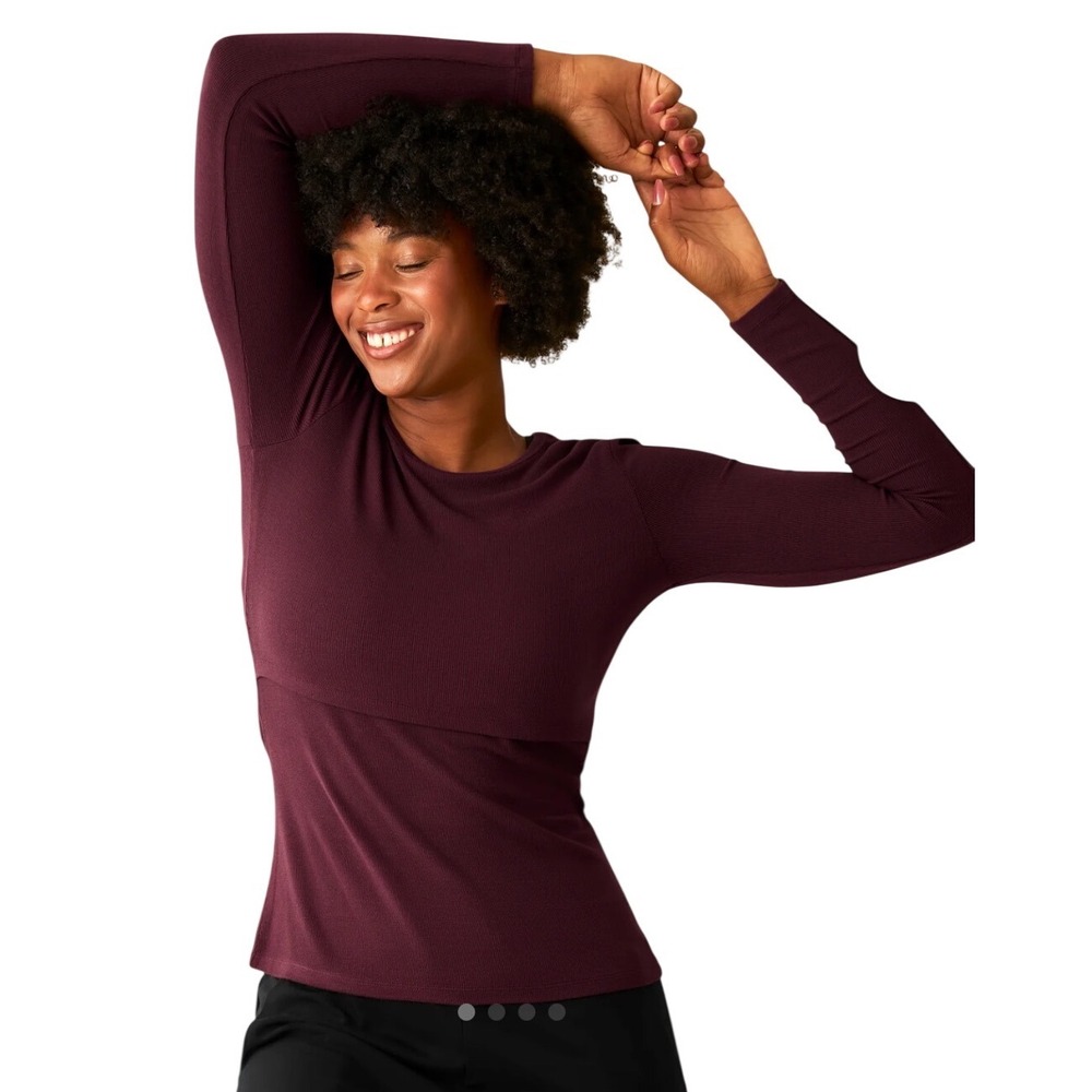Kindred Bravely Womens Nursing Top XS Burgundy Long Sleeve Breastfeeding Shirt